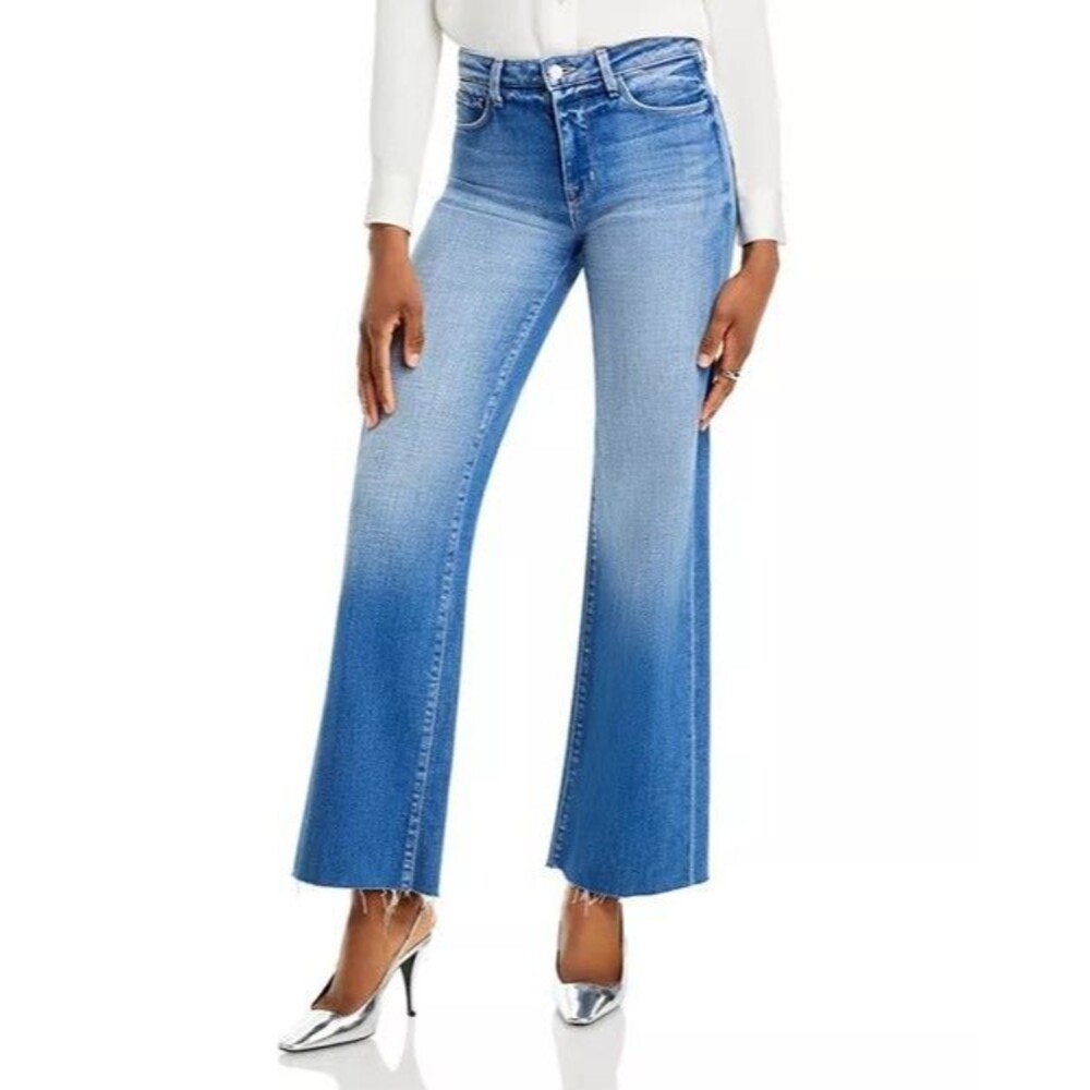 L'AGENCE Scottie High Rise Wide Leg Raw Hem Jeans In Hayward Frayed Sz 28 NWT